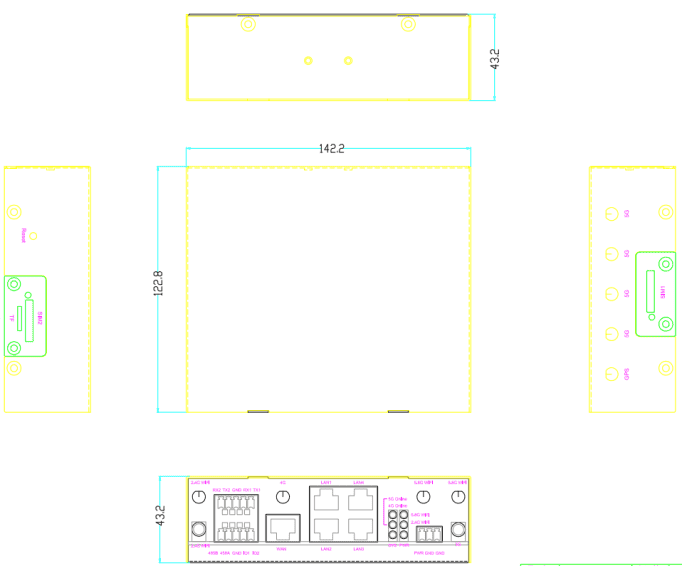 CM520-37FS 5G 千兆工業(yè)級(jí)路由器尺寸圖